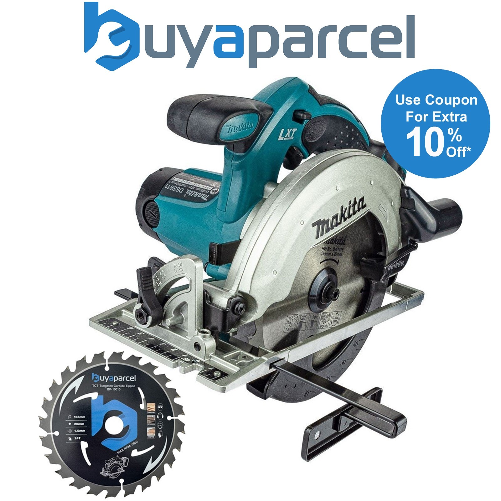 Makita DSS611Z 18V LXT Lithium Ion 165mm Circular Saw Bare - Plus Extra Blade