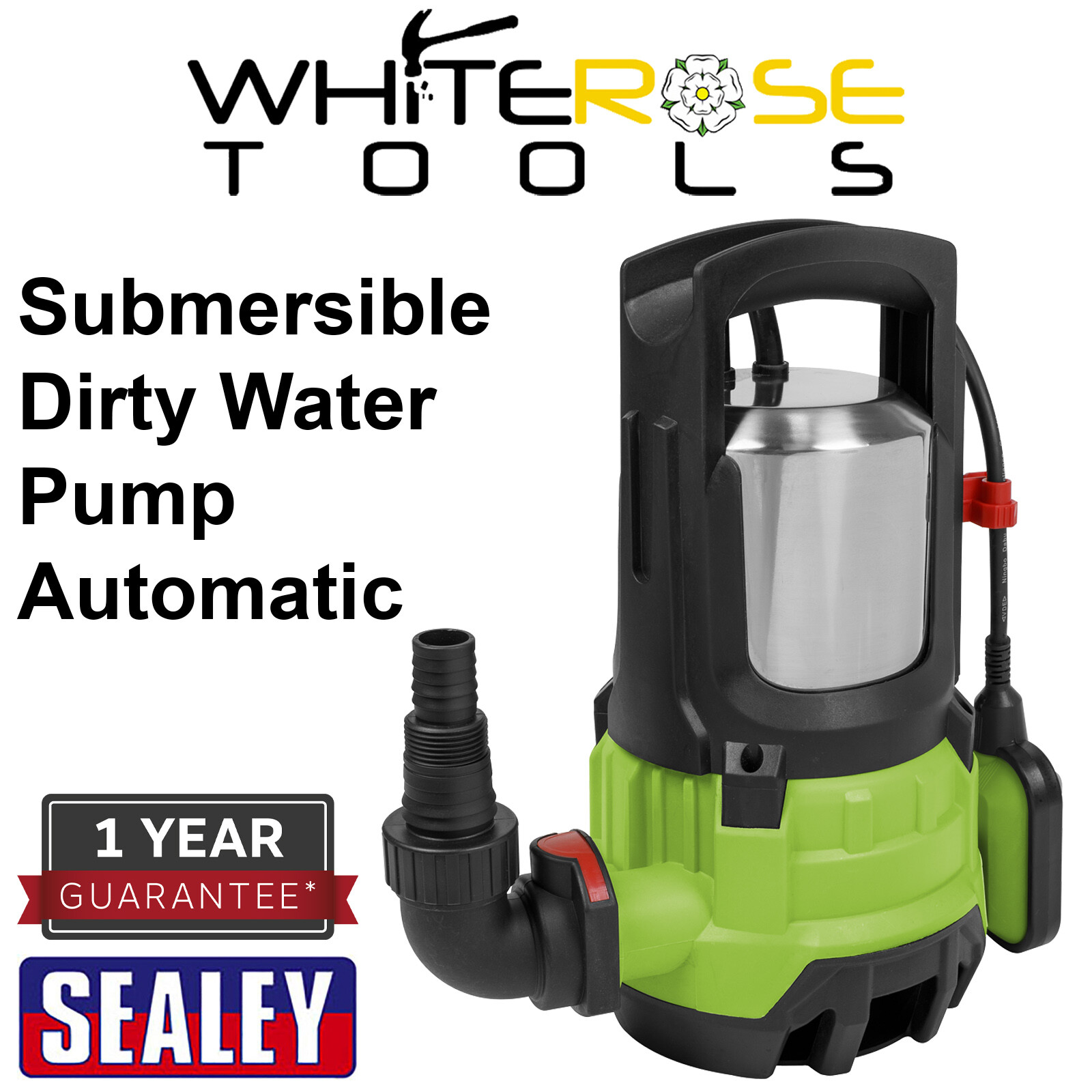 Sealey Dirty Water Pump Automatic High Flow Submersible Stainless 333L/min 230V