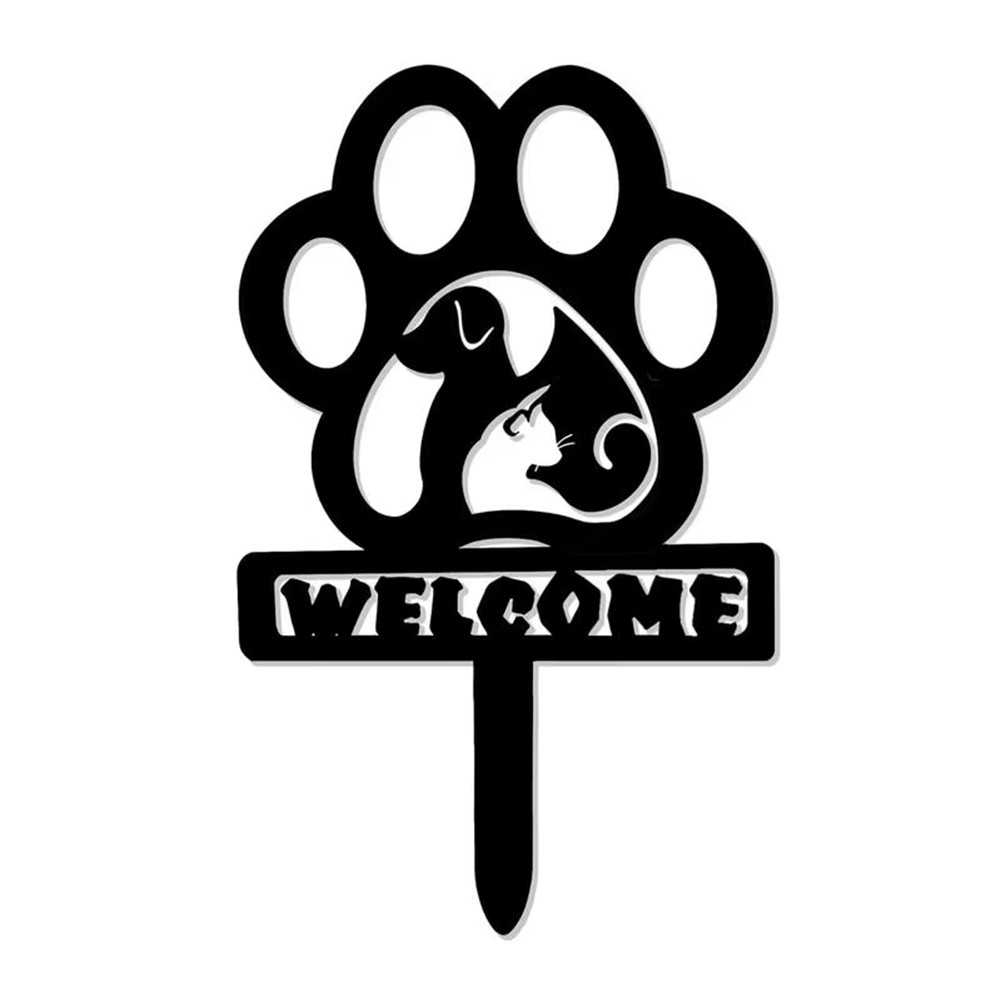 2X(Dog Garden Stake Garden Stakes Dog Footprint Outdoor Decorations3058