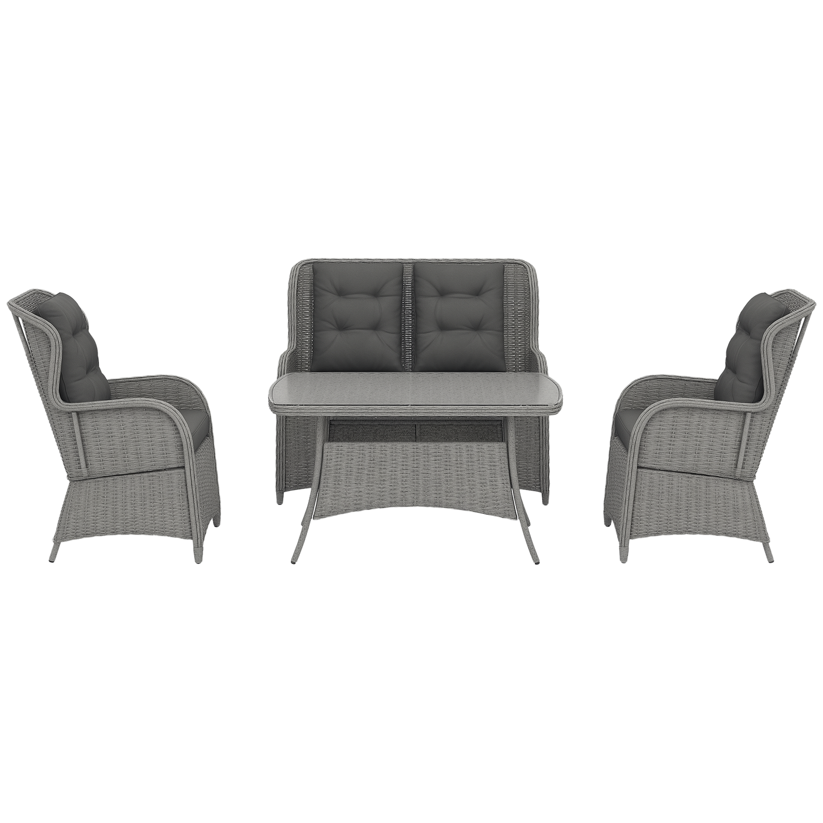 Outsunny 4 PCs Outdoor Rattan Sofa Set, Wicker Sectional Sofa Set Light Grey