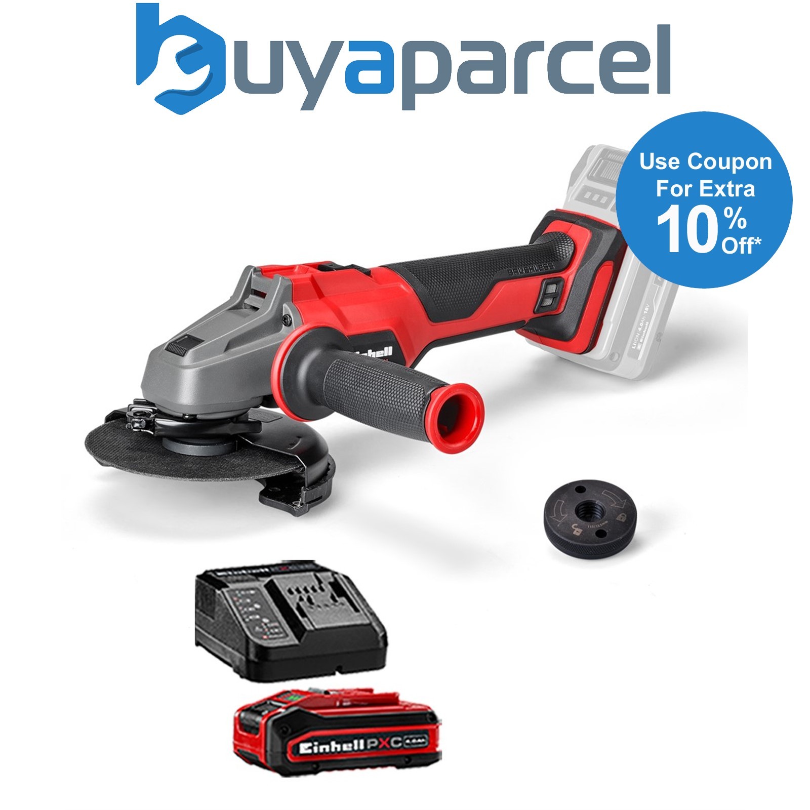 Einhell Professional AXXIO 18/125 125mm Brushless 18v Angle Grinder + 4AH Kit