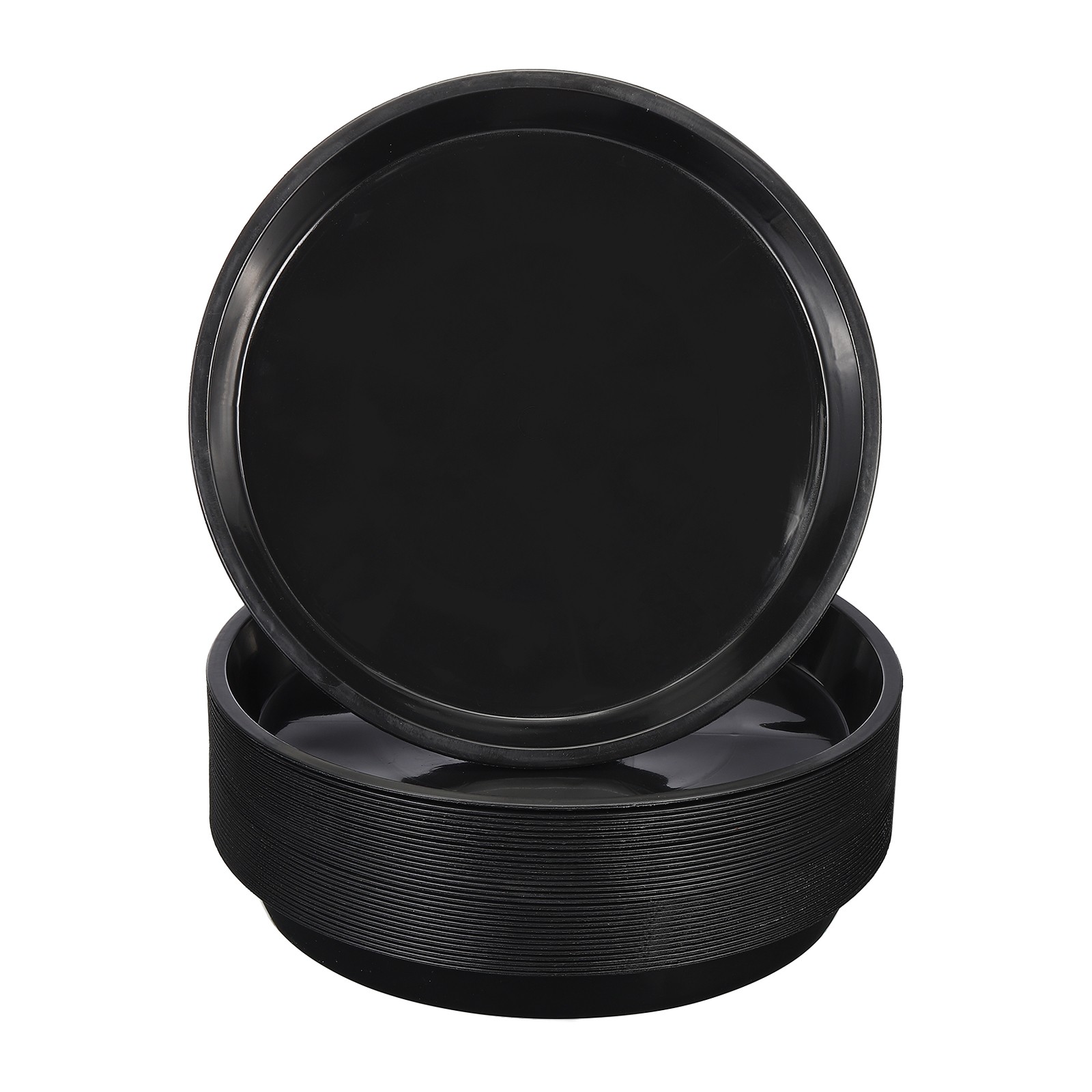 30Pcs Plastic Plant Saucer 12 Inch Plant Tray Flower Pots Round Dish, Black