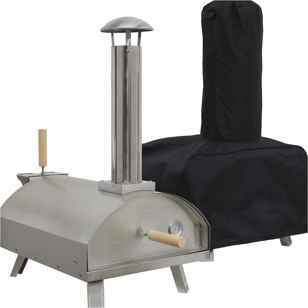 14" Portable Wood-Fired Pizza Oven Smoker & Cover Stainless Steel Outdoor Garden