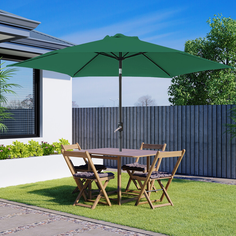 2.5M Outdoor Garden Parasol Patio Round Sun Shade Umbrella Crank Canopy Green