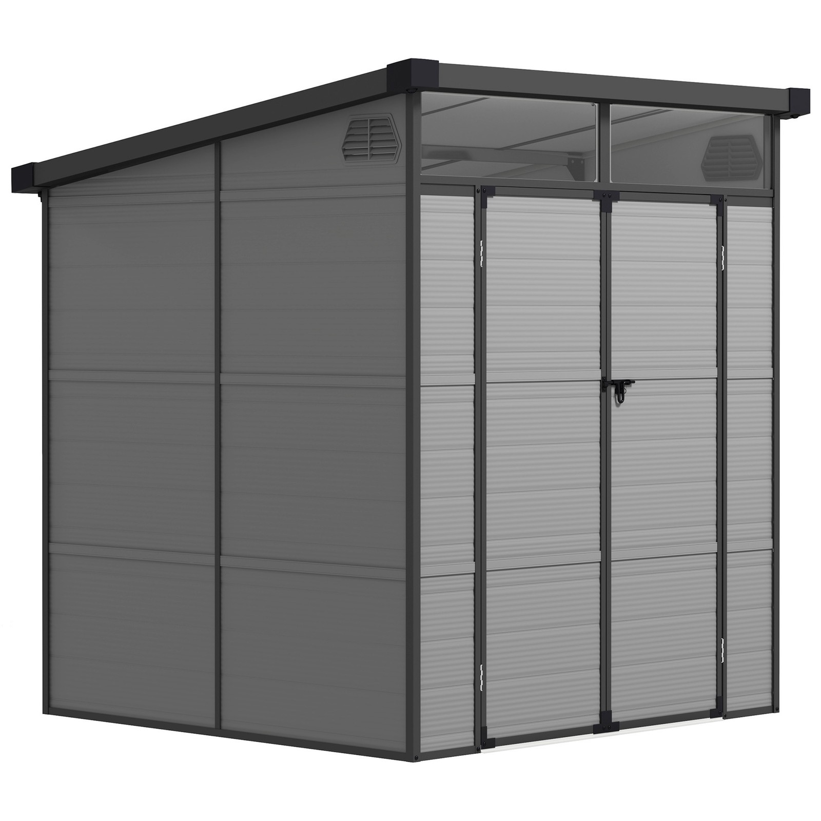 Outsunny 6 x 6ft Plastic Garden Shed with Windows and Air Vents, Light Grey
