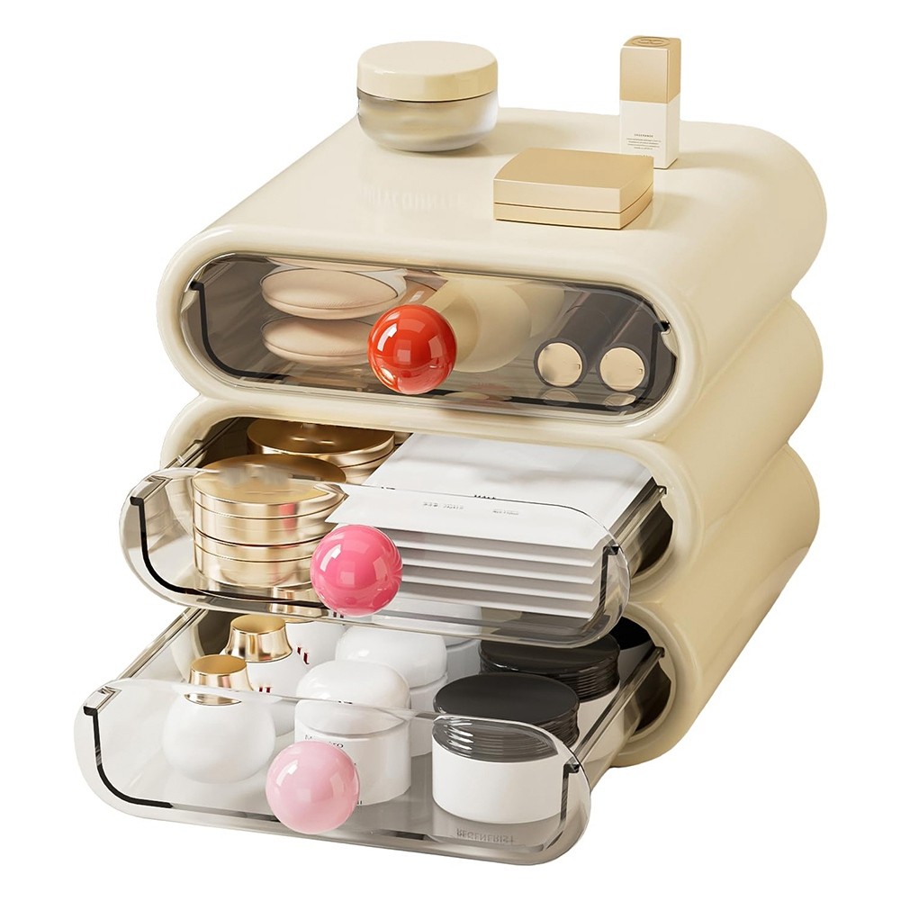 Compact Dressing Table Can Store Shelf Small Plastic Storage Box White P6T6