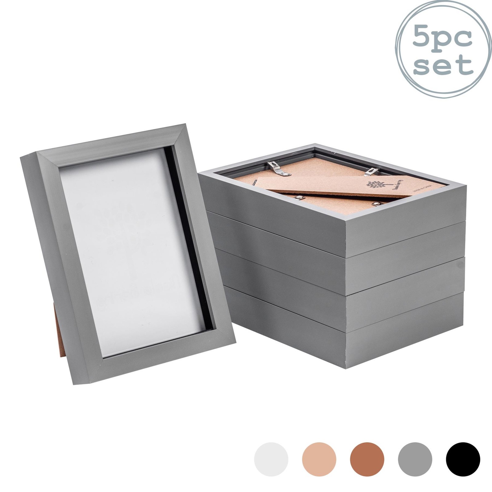 5x 3D Box Photo Frames Standing Hanging Craft Shadow Picture Frame 5 x 7" Grey