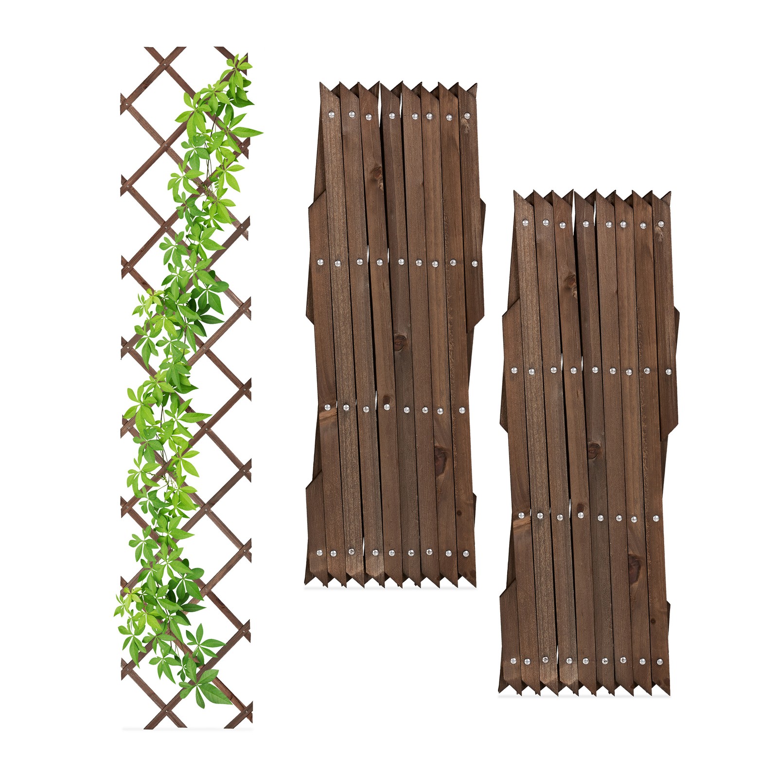 Brown Frame Panel Climbing Extendable Trellis 30x180cm Set Wood Plant Support