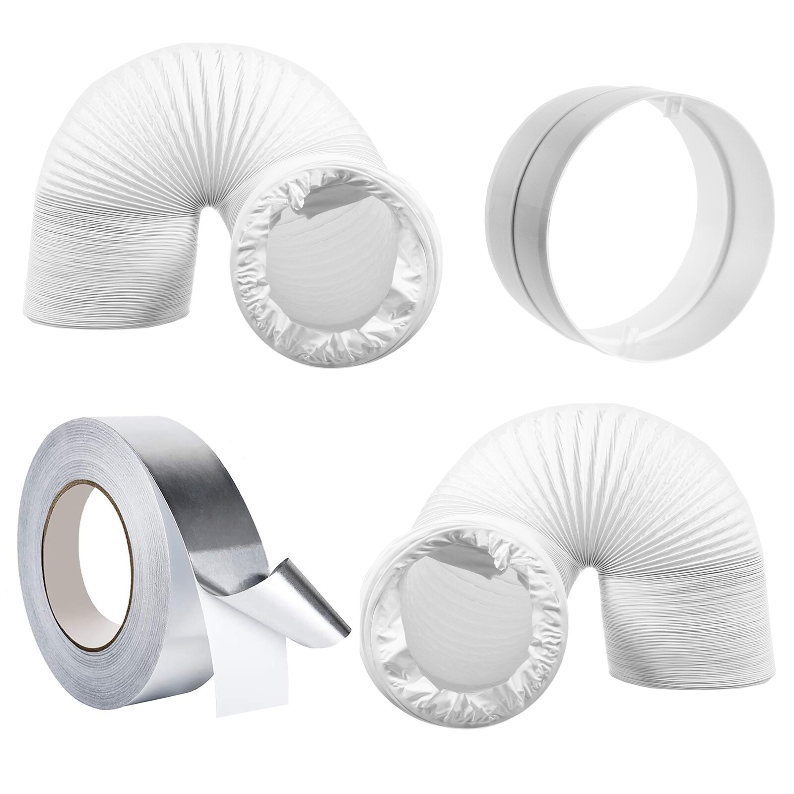 Cooker Hood Vent Kit 6" / 152mm x 6m Duct Hose x 2 + Connector Ring + Foil Tape