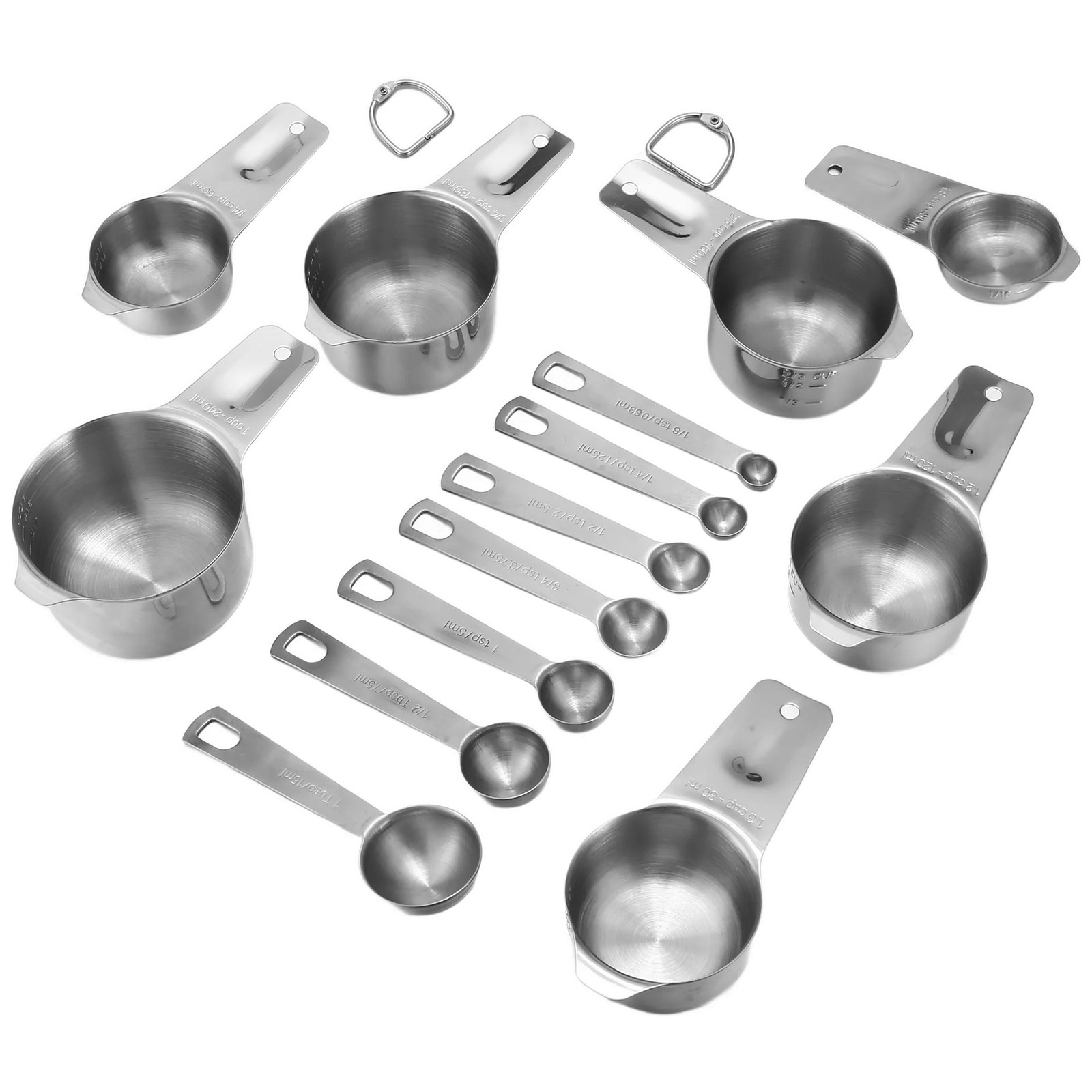 Stainless Steel Measuring Cups and Spoons Set of 14 Pieces,7 Nesting Cups4054