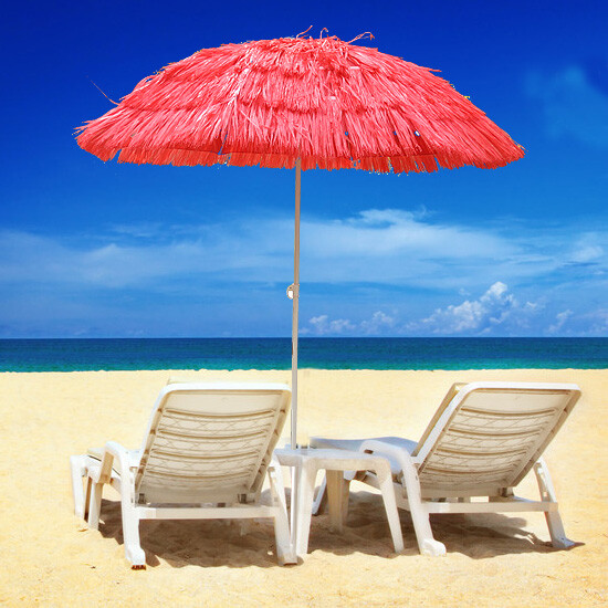 Patio Garden Beach Hawaiian Parasol Sunshade Sun Umbrella Tilting Greenbay Red