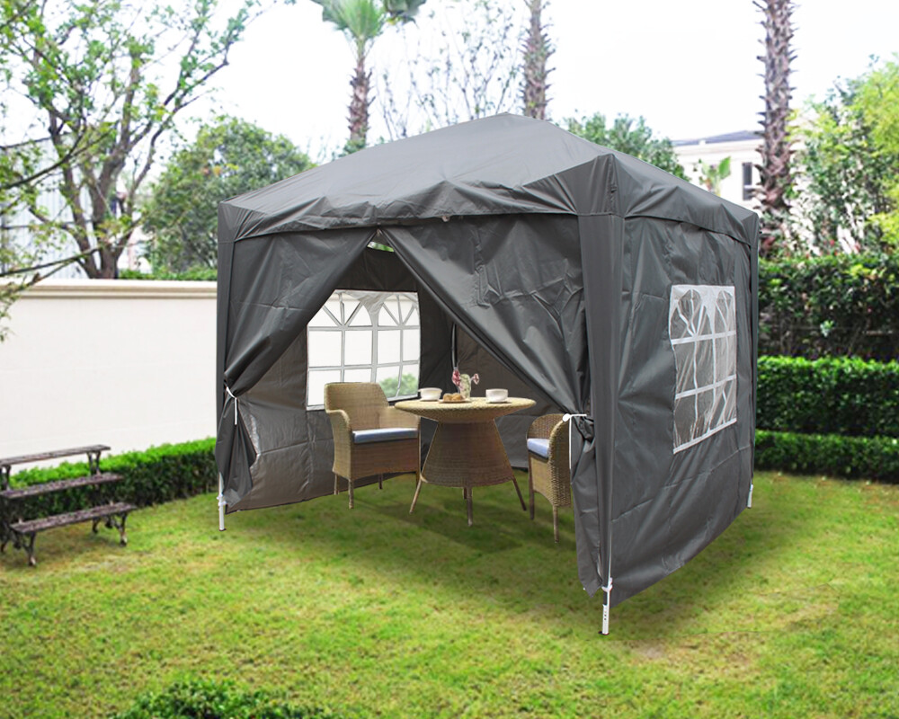 2x2m Garden Pop Up Gazebo Marquee Outdoor Party Wedding Tent Canopy 4 Sides Grey