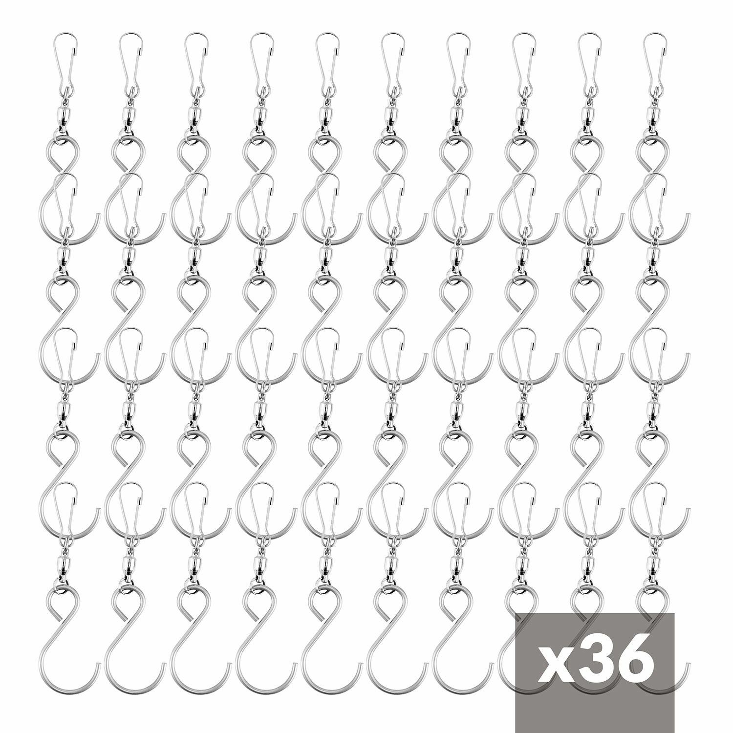 Pack Of 36 Heavy Duty Hanging Stainless Steel S Shaped Swivel Hook Clips Garden