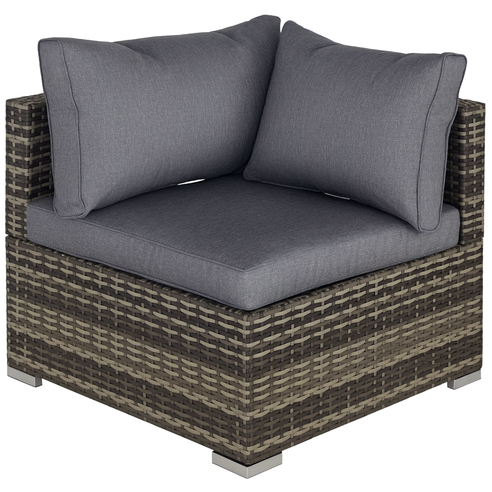 Outsunny Rattan Corner Sofa Garden Rattan Furniture Single Sofa Chair Dark Grey