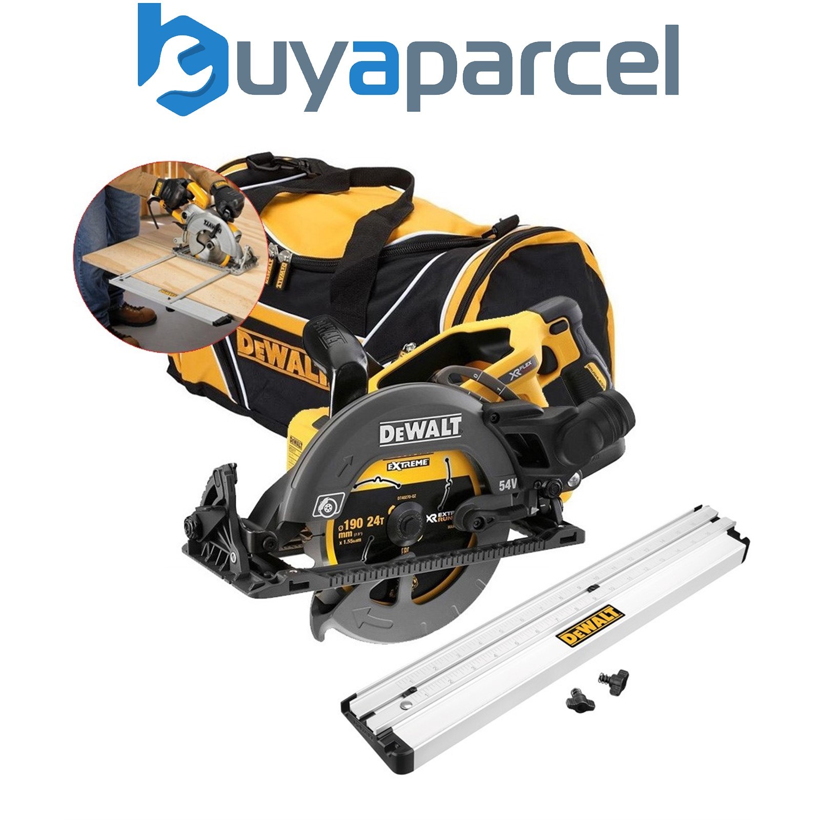 Dewalt DCS577N 54v XR FLEXVOLT Circular Saw High Torque BL 190mm + Fence + Bag