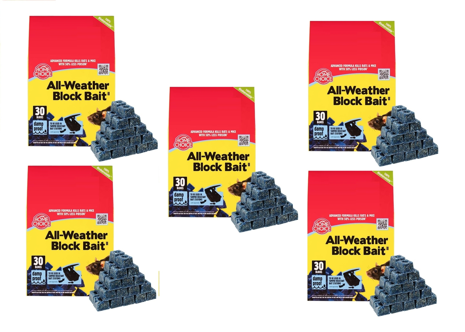 Rat & Mouse Bait Block All Weather Rodent Poison Ready to Use Bait 150 10g Cubes