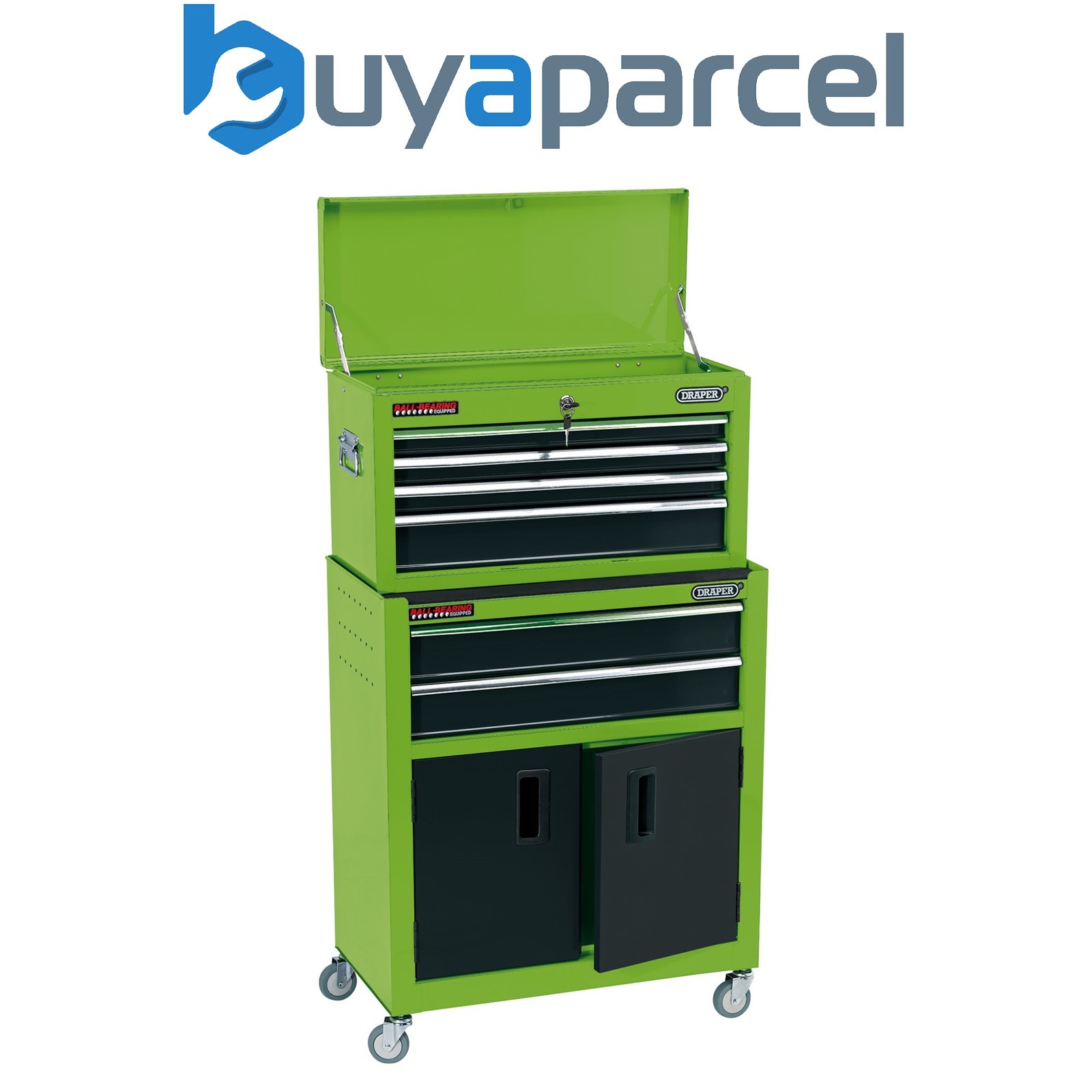 Draper 19566 Combined Roller Cabinet and Tool Chest, 6 Drawer, 24", Green
