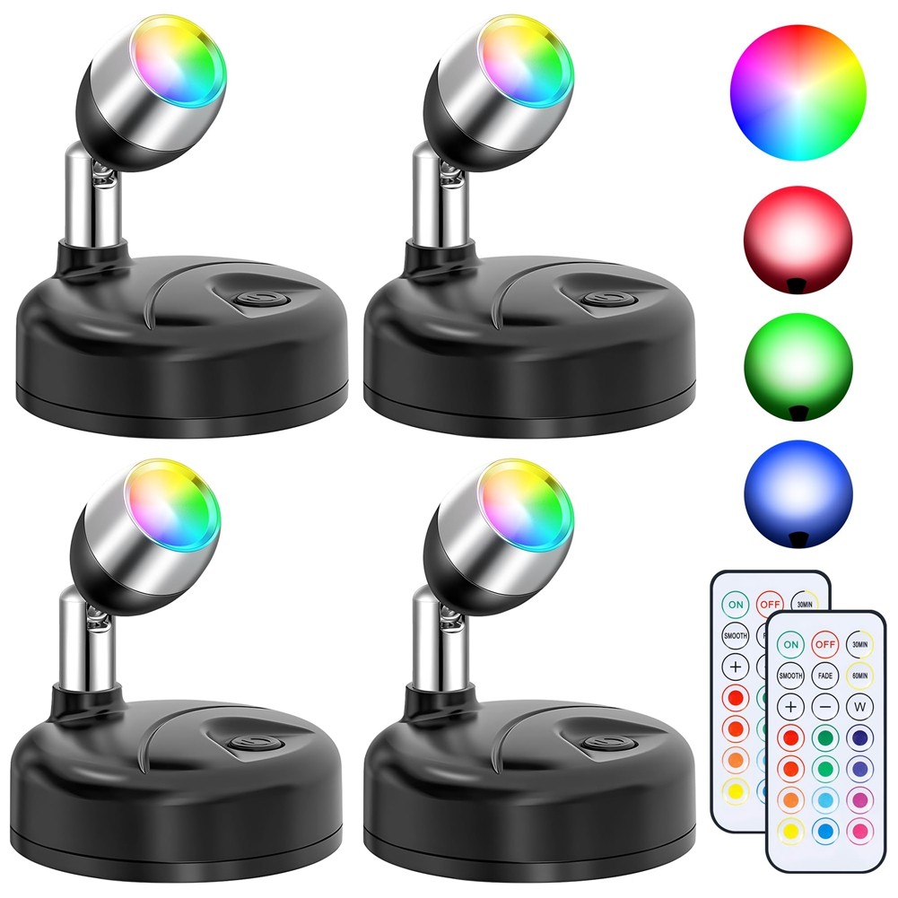 RGBW Spot Lights Indoor Decor,4 Pack Floor Uplighting Indoor,13 Color3004