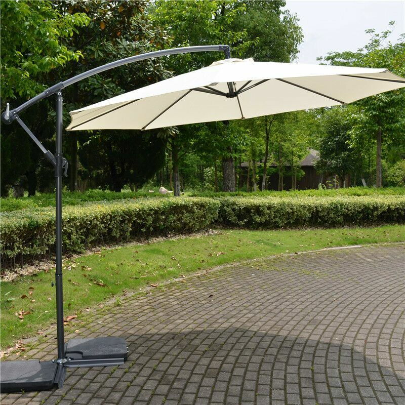 3 m Cantilever Hanging Parasol Garden Patio Banana Sun Shade Umbrella Cream