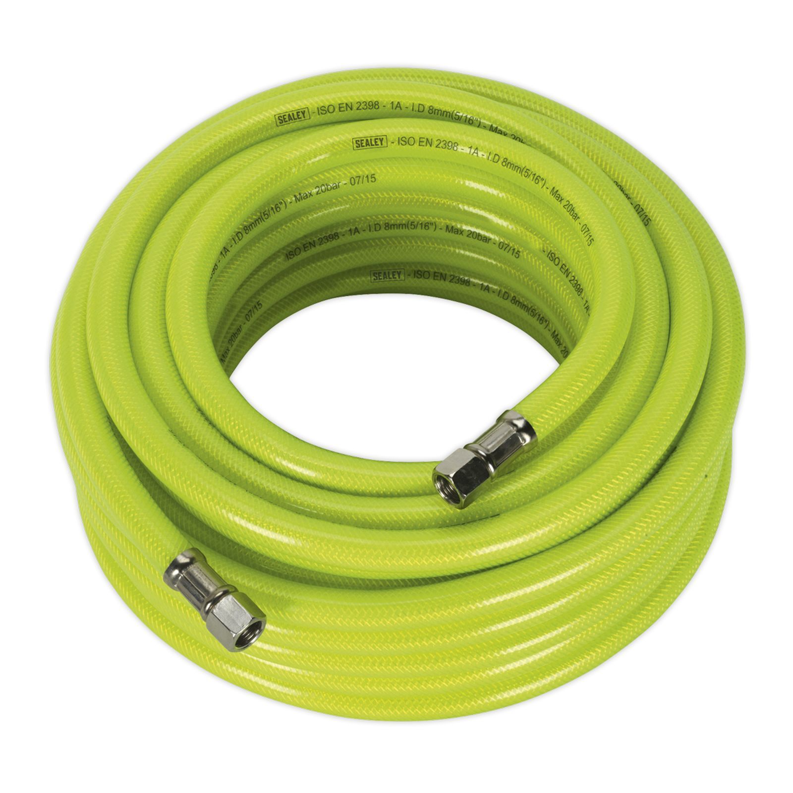 Sealey Air Hose High Visibility 15M x Ø8mm With 1/4"BSP Unions - Part No. AHFC15
