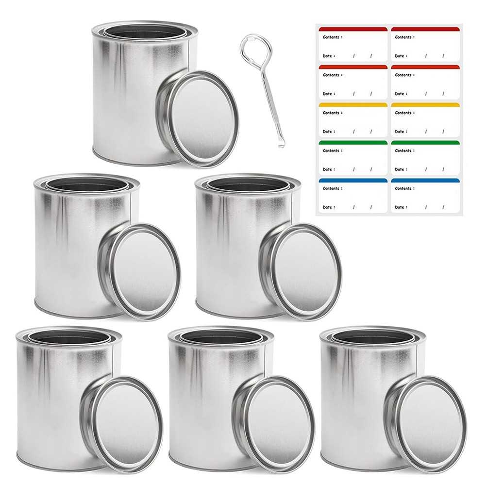 Empty Paint Cans with Lids 1 Quart Paint Storage Containers 6 Pieces Metal7956