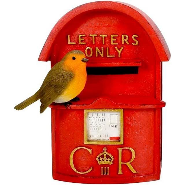 Vivid Arts Red Post Box Birdhouse with Robin (CR)