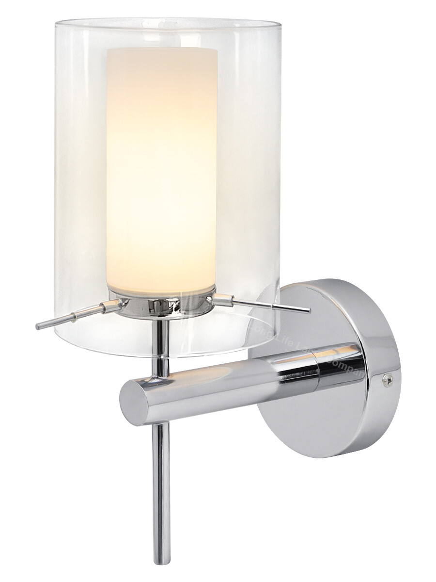 Modern Glass Wall Light Chrome Clear Glass Shade IP44 H3098 With G9 LED 5w