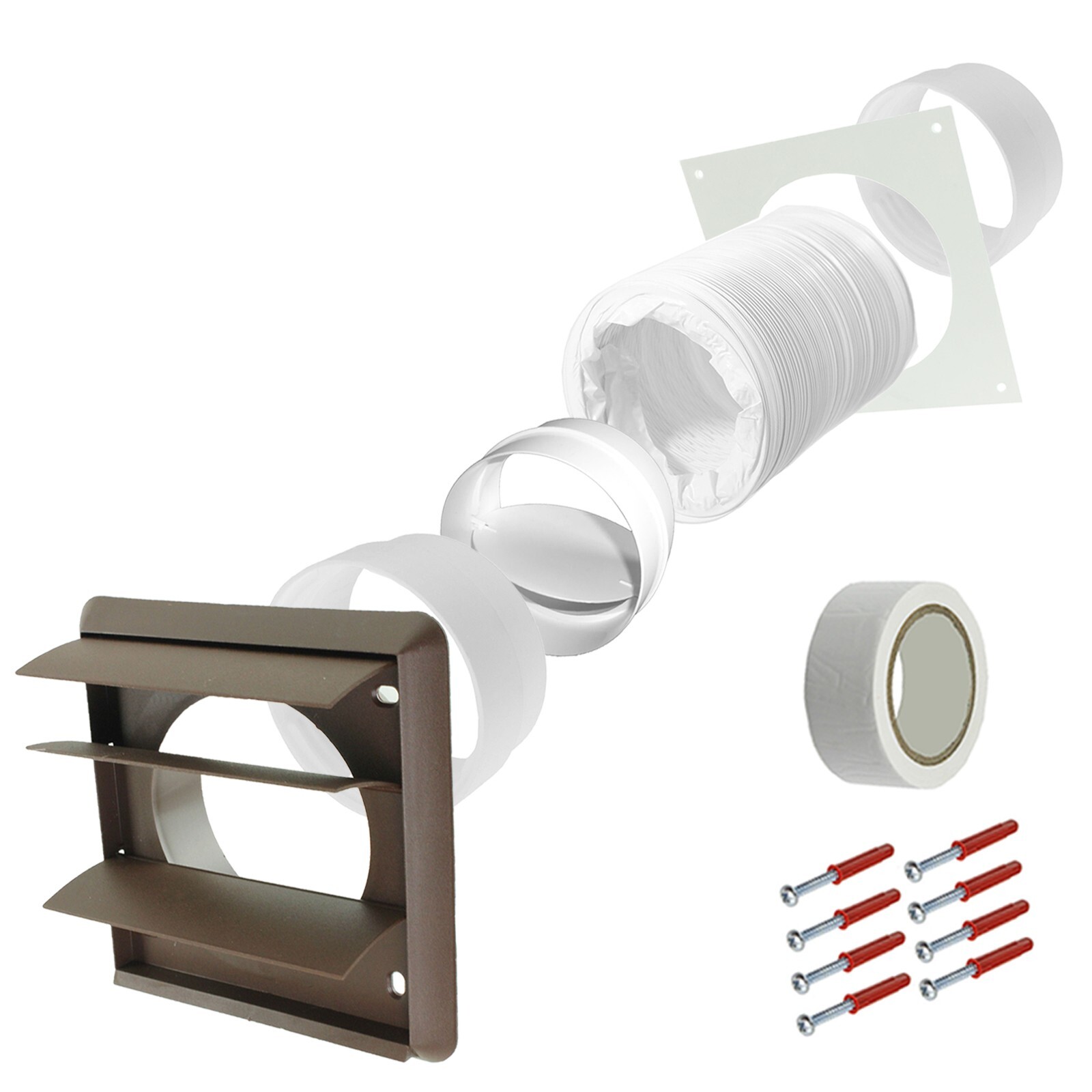 Tumble Dryer Vent Kit 4" 100mm UNIVERSAL Non Return Flap Wall Exterior Venting