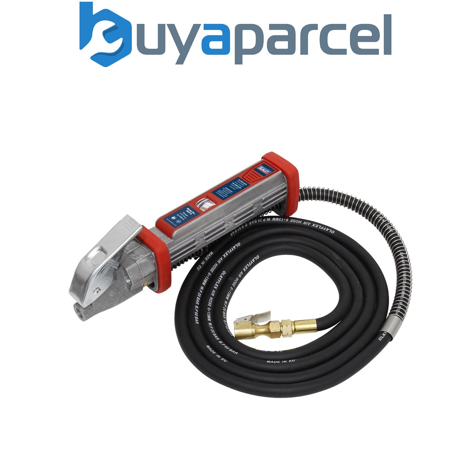 Sealey SA372 Tyre Inflator with 2.7m Hose & Clip-On Connector