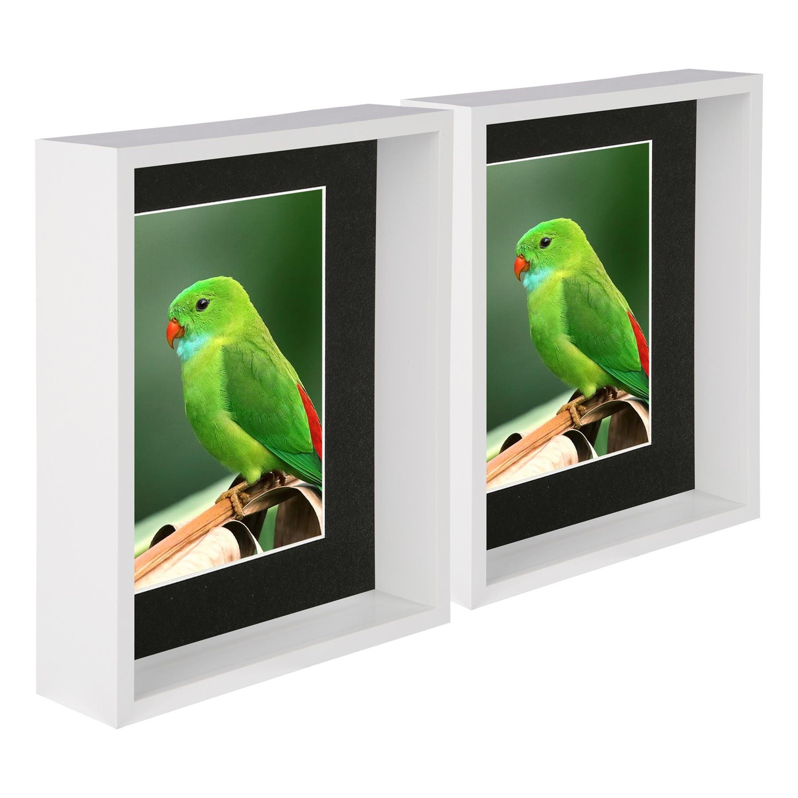 5x White 8" x 10" 3D Deep Box Photo Frames Black 5" x 7" Mount Shadow Picture