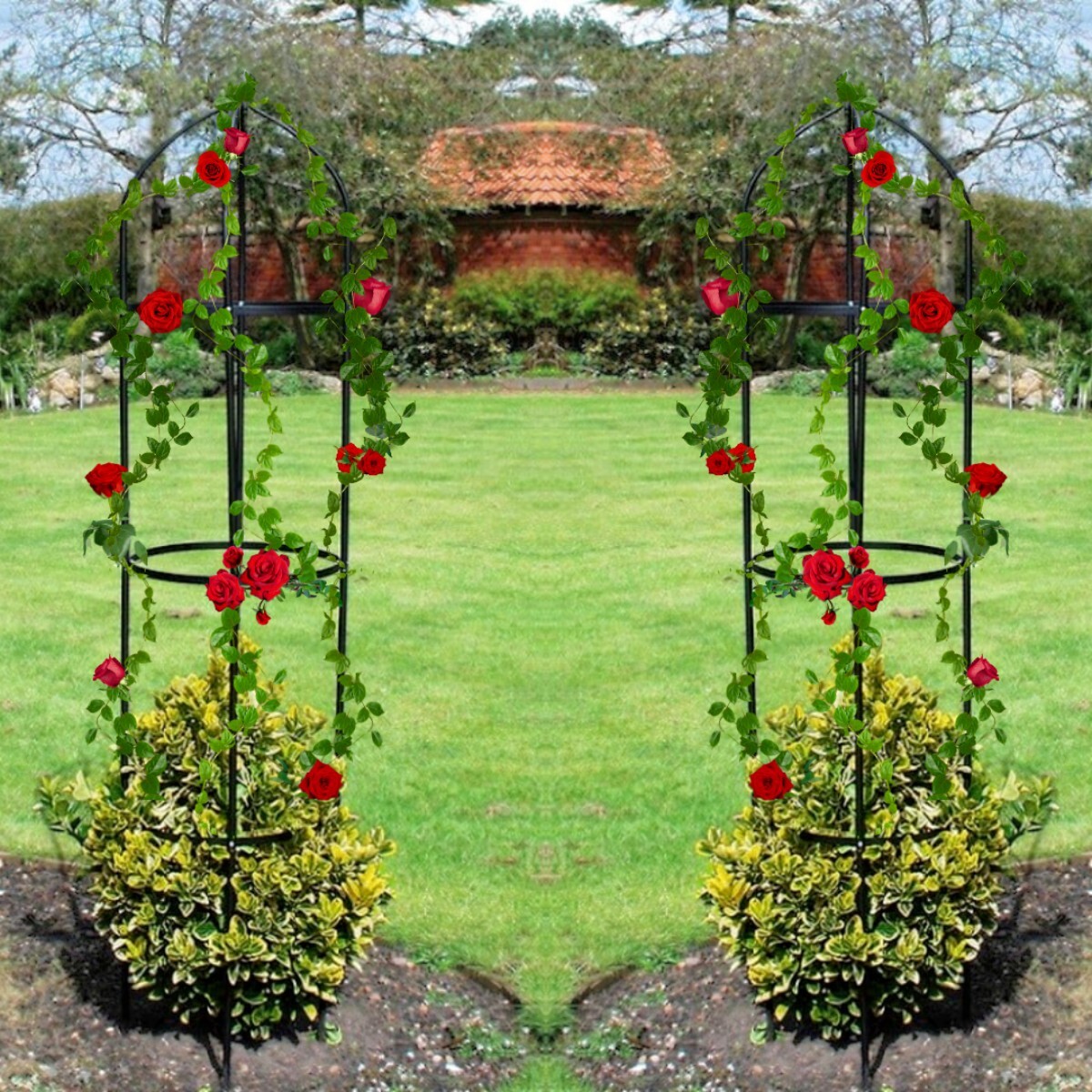 1.9m Garden Obelisk 2pc Set Metal Climbing Plant Flower Support Frame Trellis