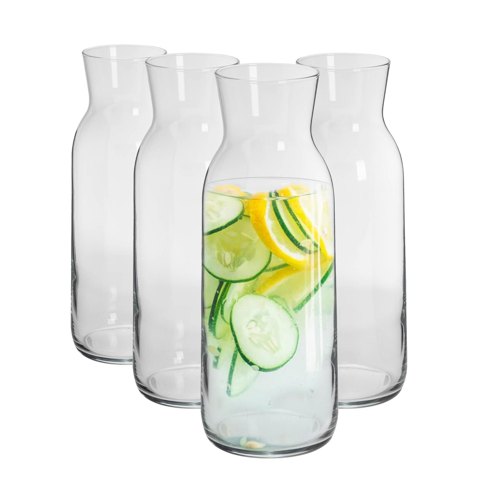 4x Brocca Glass Carafes Decanter Jugs for Water Wine Iced Tea 1.2 Litre Clear