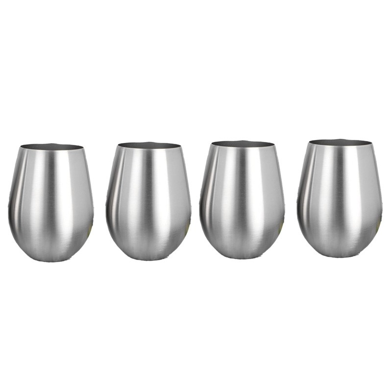 4PCS Stainless Steel Stemless Wine Glasses Kitchen Bar Unbreakable Metal6290