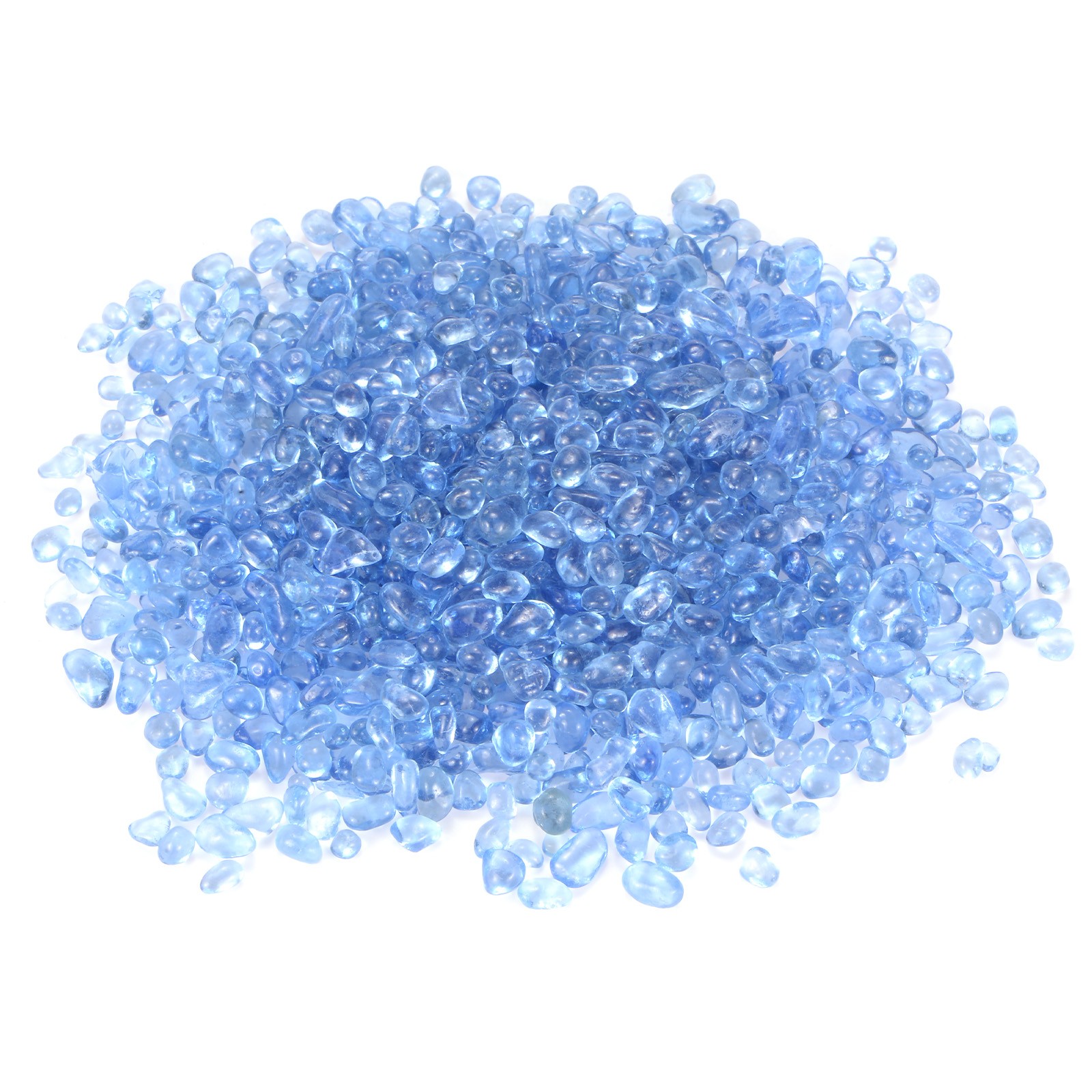 High Luster Round Fire Glass Beads for Vases 5-7mm, 1.98-Pound [Light blue]