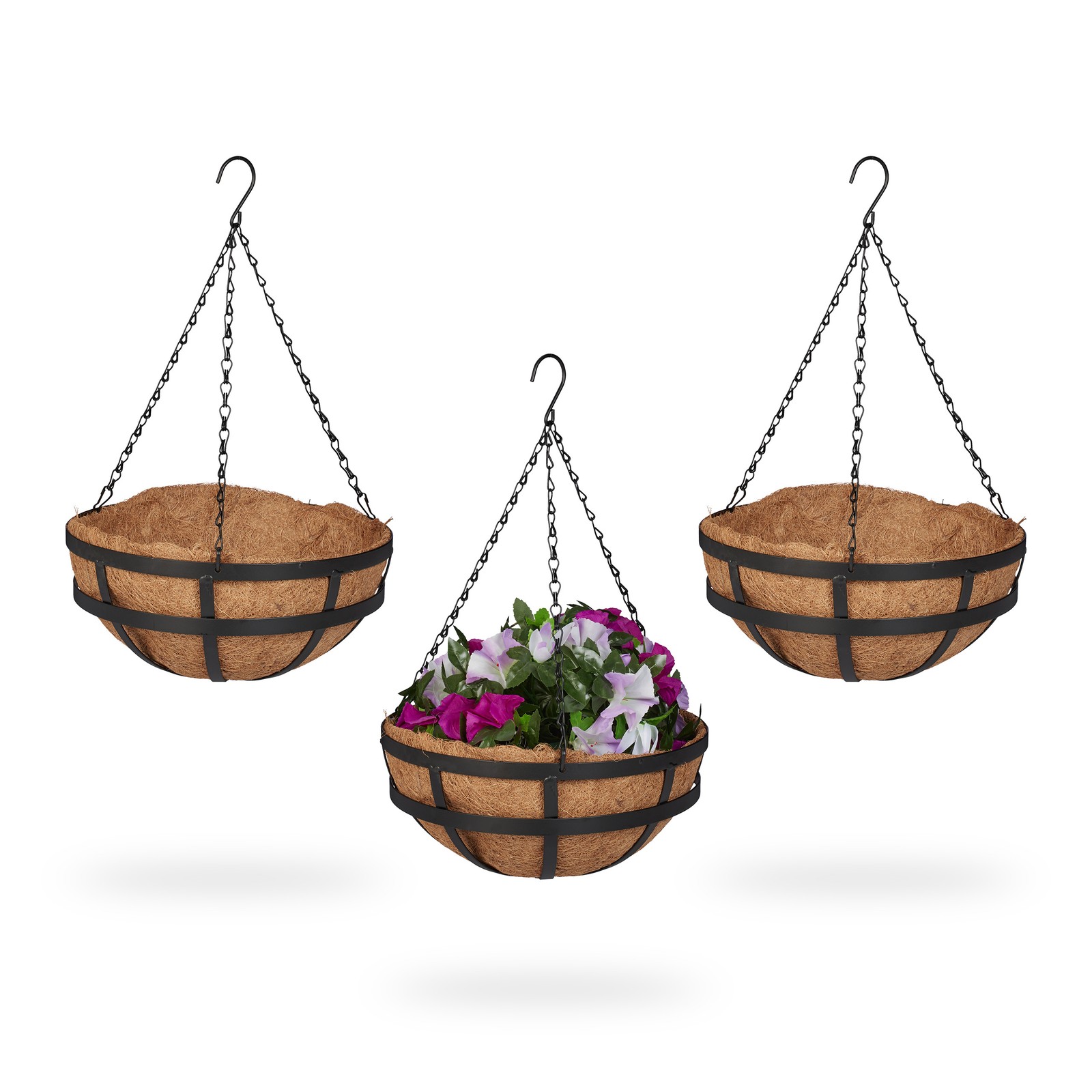 Hanging baskets Outdoor Planters 3 Pieces 10 kg max Hanging Plant Pots Set of 3