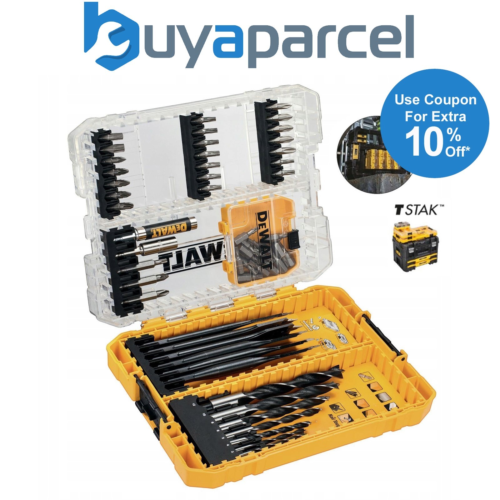 Dewalt DT70758 Extreme 57 Pc Screwdriver + Flat Spade + Brad Point Bit Tstak Set