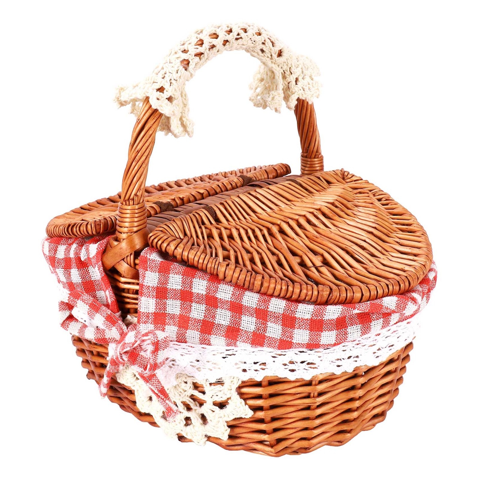 3X(Hand Made Wicker Basket Wicker Camping Picnic Basket Shopping Storage1941
