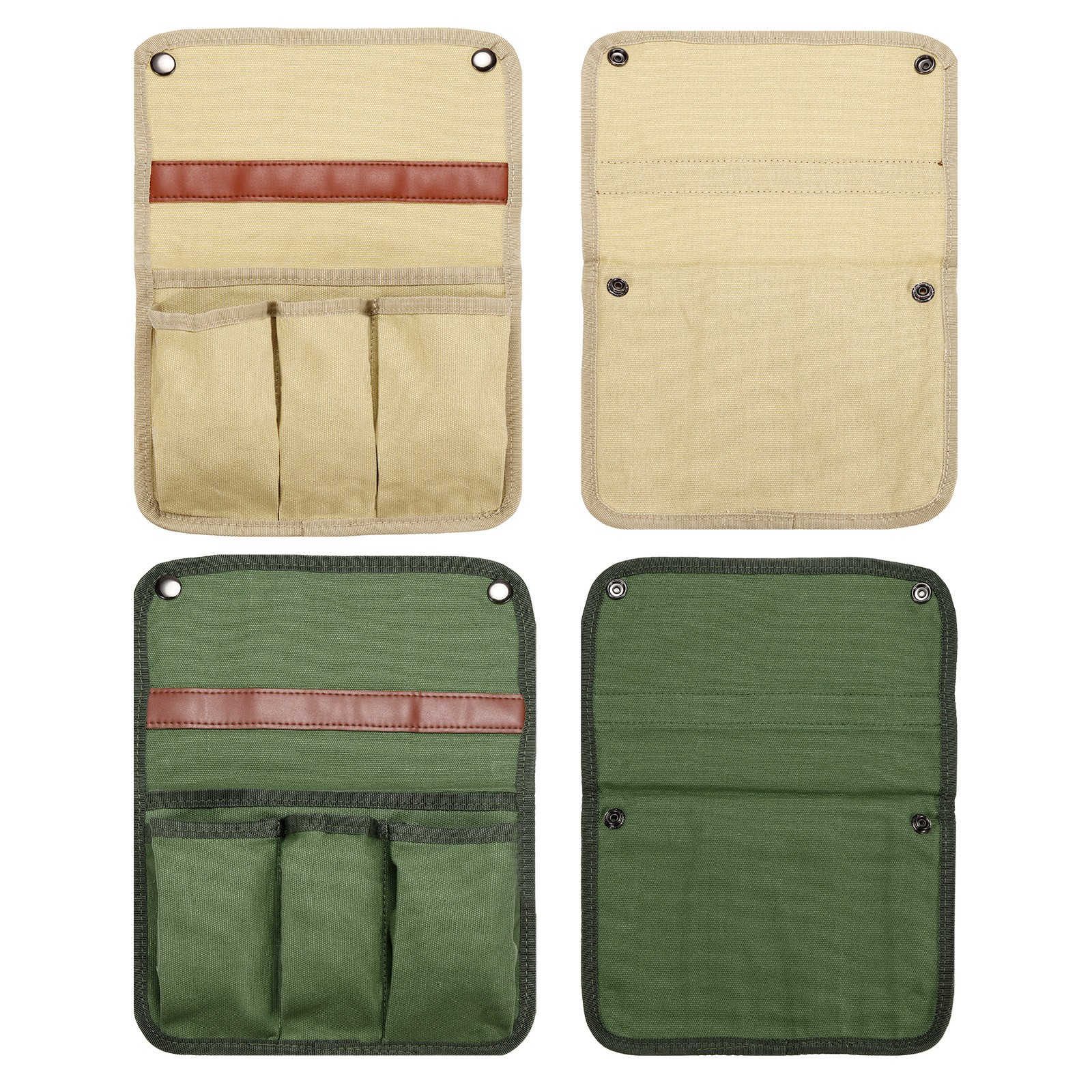 2pcs Chair Armrest Organizer, Outdoor Chair Arm Rest Magazines Bag, Green Beige