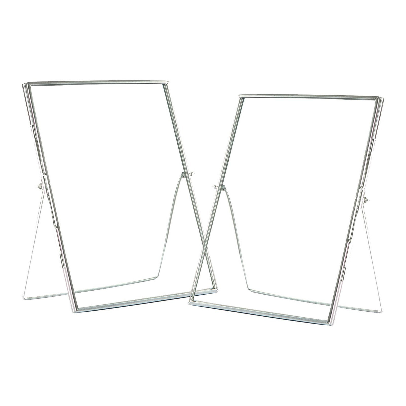 2x Standing Metal Photo Frames Table Desk Picture Display 8" x 10" Silver