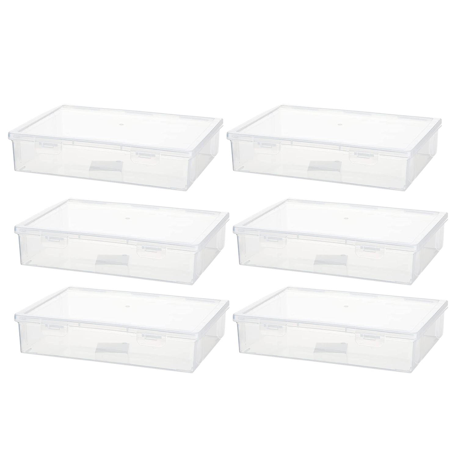 6 Pcs 7In x 9In x 2In Plastic Storage Box with Lid Multipurpose Craft7354