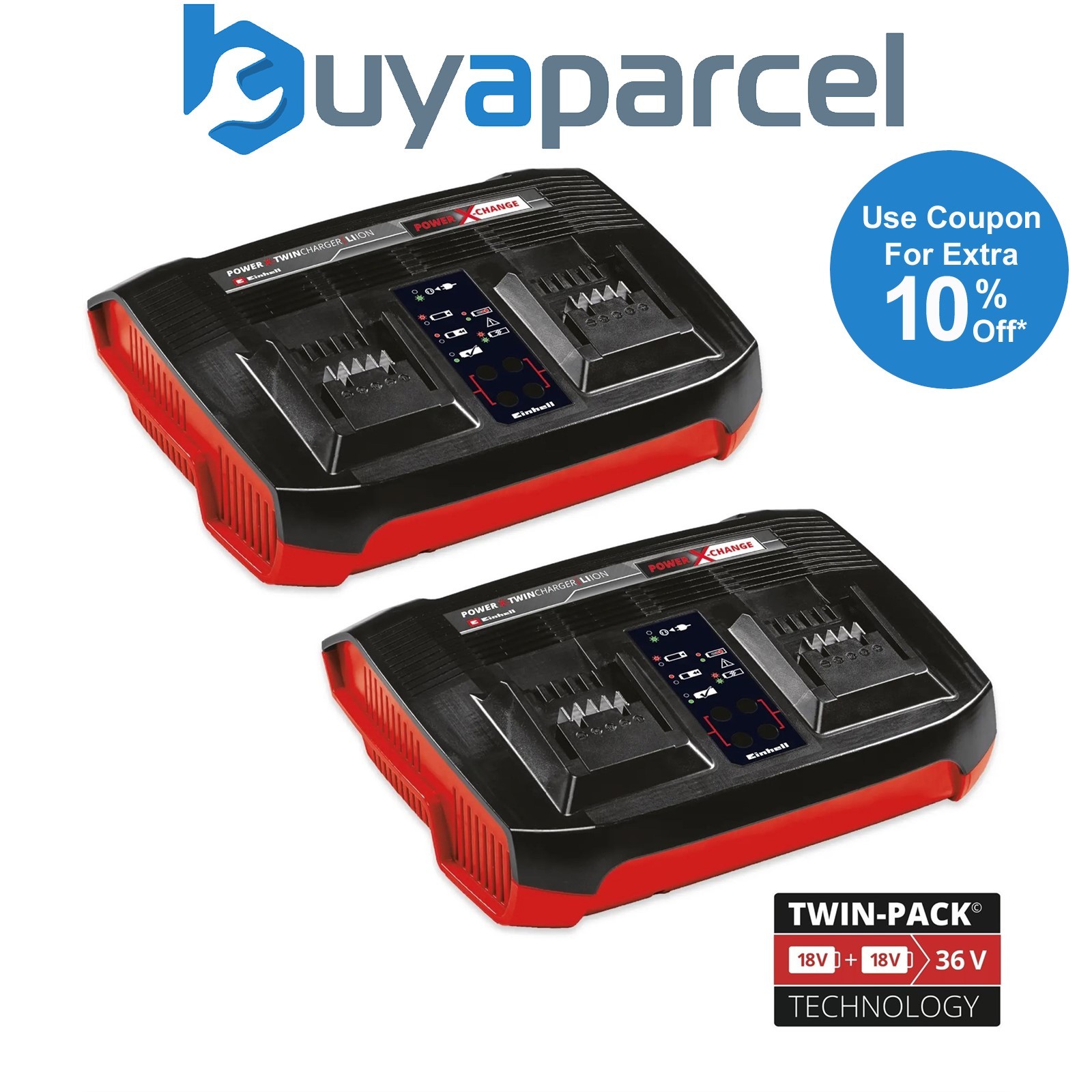 Einhell Power X Change PXC Twin 18v 36v Dual Port Twin Charger Fast Charging x2