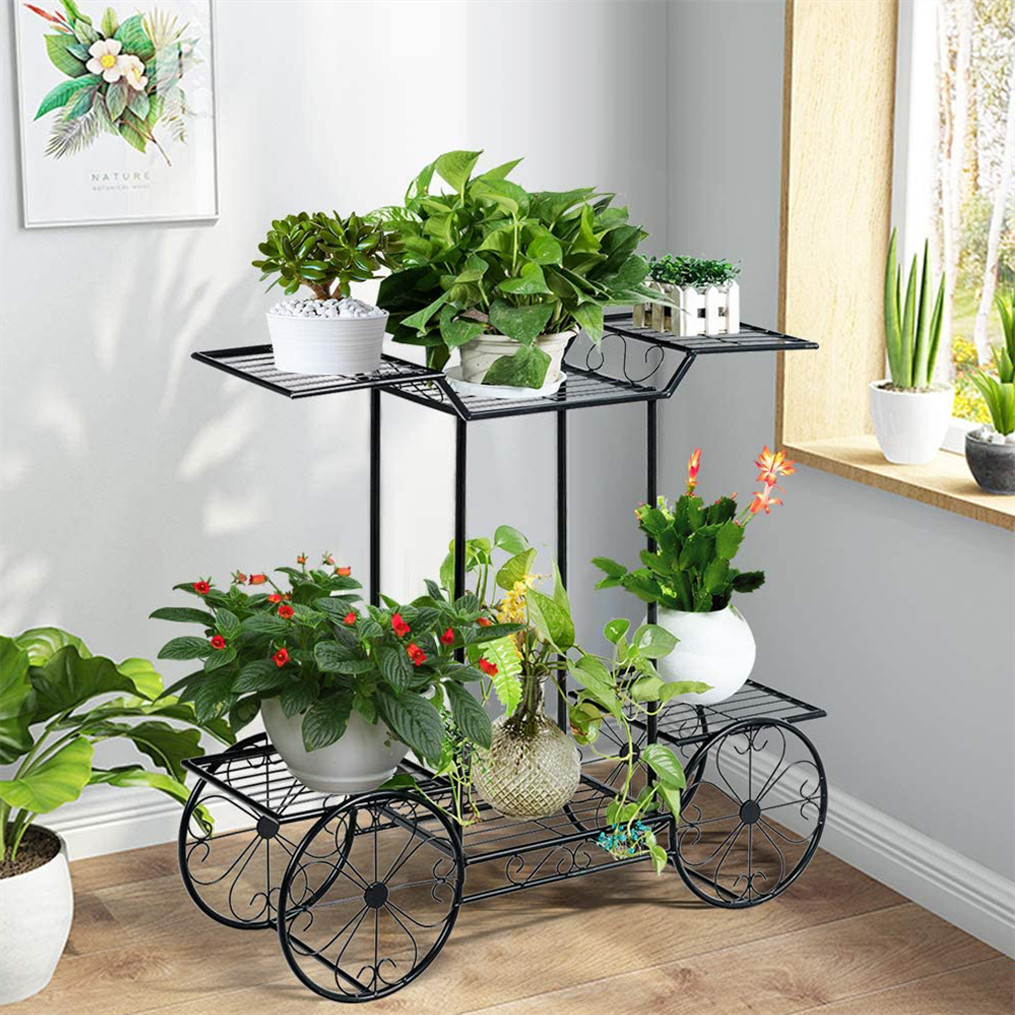 Parisian Style Metal Plant Stand Garden Cart Flower Holder Decorating Home Patio