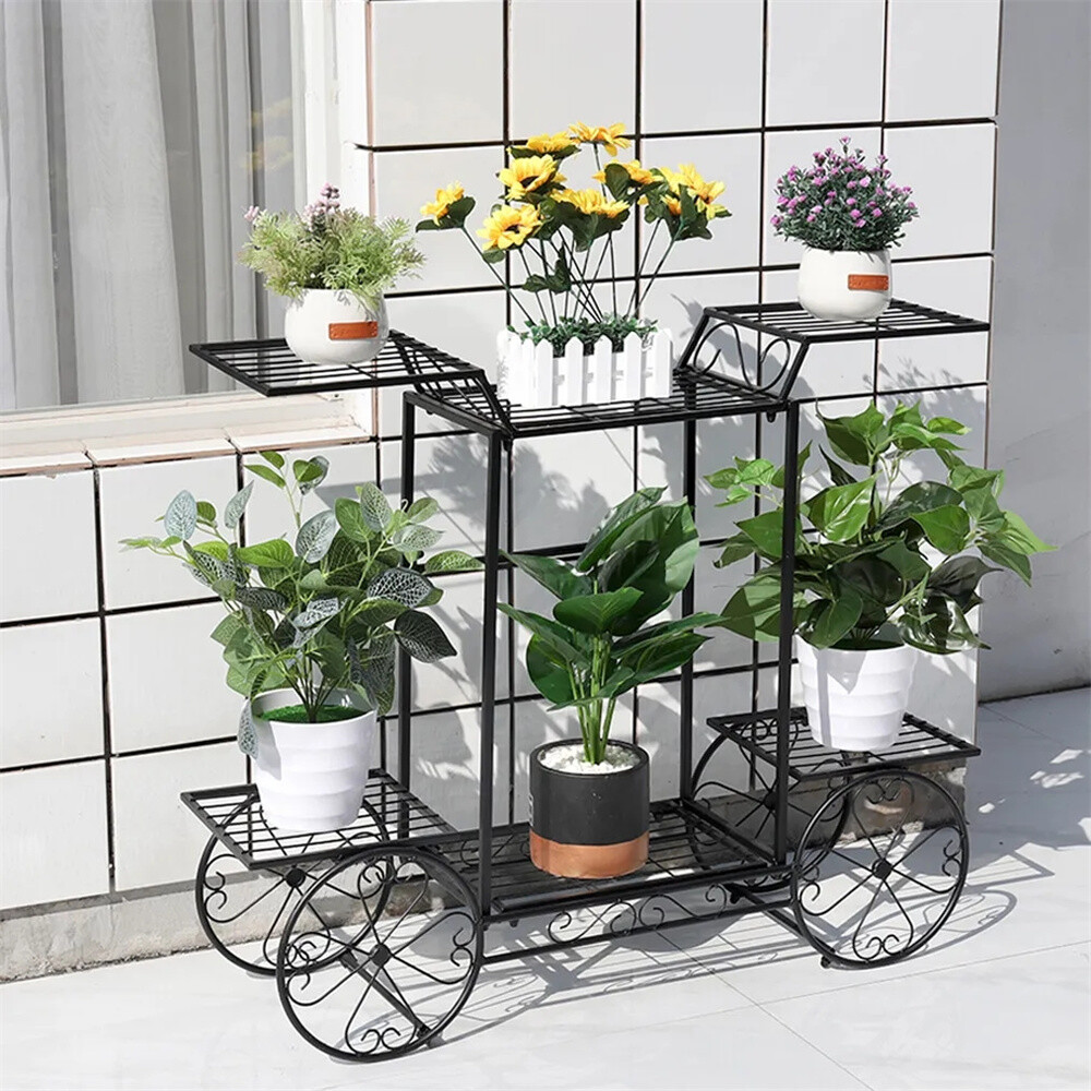 Heavy Duty Cast Iron Potted Plant Stand 6 Tier Metal Planter Rack Vintage Rustic