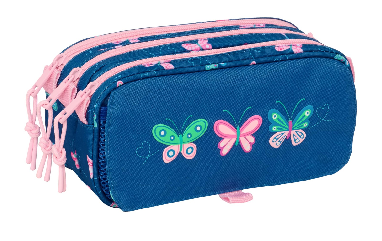 BLACKFIT8 BUTTERFLY – Triple Big Pencil Case, Children's Pencil Case, Ideal for