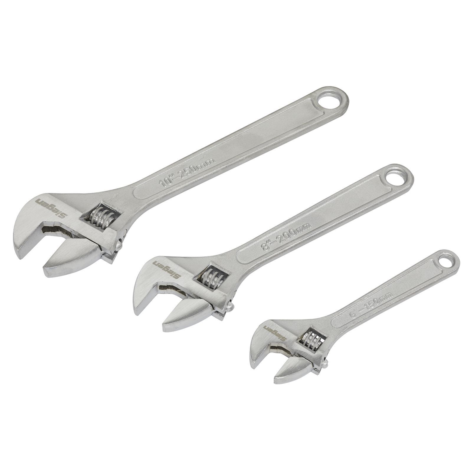Siegen Adjustable Wrench Set 3 Piece 150, 200 & 250mm Adjustable Wrench/Spanner