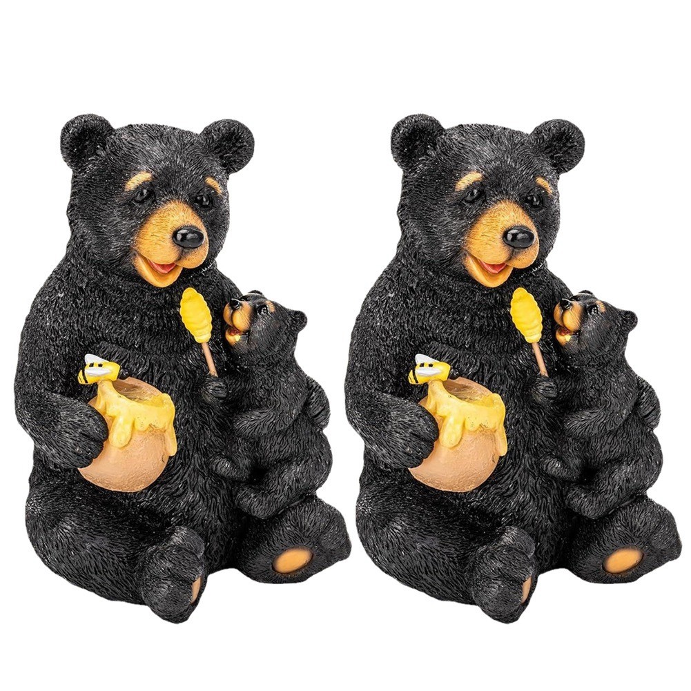 Garden Statue Love Bear Figurine Light, Outdoor Yard Decoration, Unique5215
