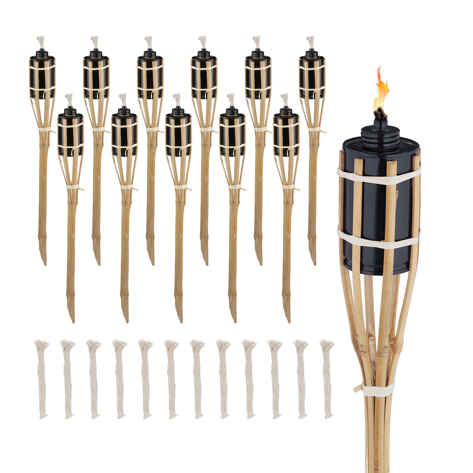 Garden oil torch Bamboo Tiki Torches refillable 250 ml bamboo flame sticks