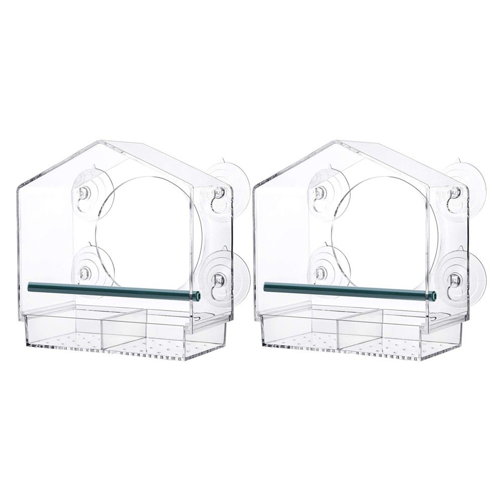 Bird Feeder, Acrylic Clear Window Bird Feeder, Tray Bird Garden Pet Feeder T8B8