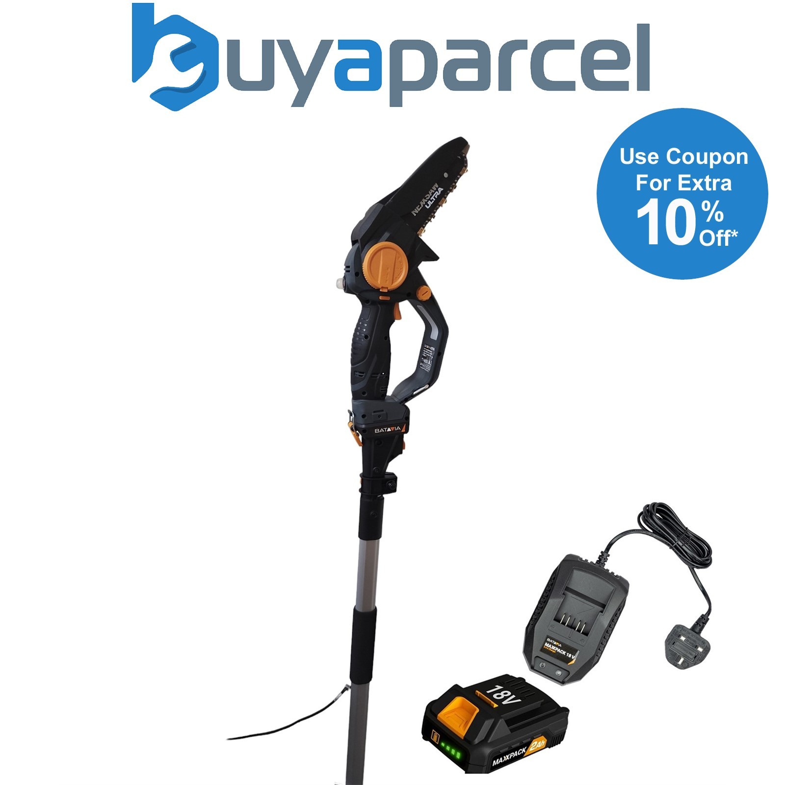 Batavia NEXXSAW 7" 18V One Hand Cordless Chainsaw Pruner 1.75m Polesaw 1x 2.0Ah