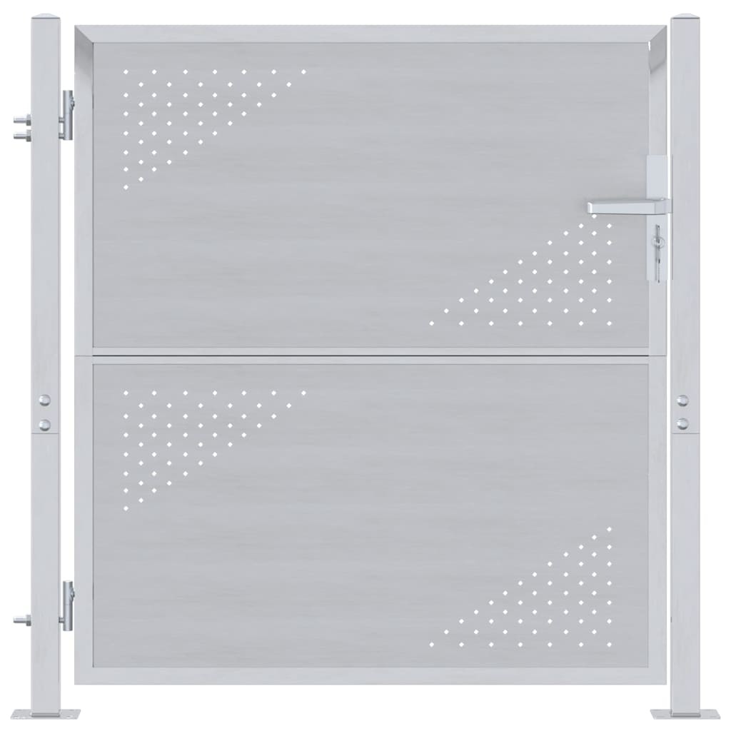 vidaXL Garden Gate with Lock Silver 95 x 100 cm Stainless Steel, Modern Outdoor